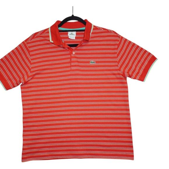 Lacoste Striped Polo Shirt – Size 16 (Men’s M/L) – Red - Made in Peru - Picture 1 of 4